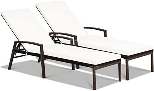 OUTLIVING Rattan & Wicker Outdoor Swimming Poolside Lounger Beach Sunbathing Lawn Patio Chaise Sun Lounger Chair with Cushion & Adjustable Backrest (Brown) Set of 2
