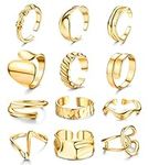 Kakonia 12PCS Gold Chunky Rings for