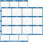 32" x 48" SwiftGlimpse 2025 Wall Calendar Erasable Large XL Wet & Dry Erase Laminated 12 Month Annual Yearly Wall Planner, Reversible, Navy