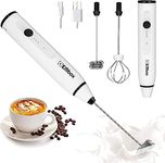 EMBOX Milk Frother Handheld Coffee Frother Blender-USB Rechargeable Electric Coffee Beater for Cappuccino-Whisker Electric Blender for Milk Egg (White-2 Whisks)