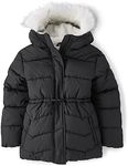 The Children's Place Girls' Medium Weight Puffer Jacket, Wind, Water-Resistant, Black