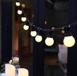 LED Outdoor Festoon String Lights, Shatterproof Patio String Lights Waterproof Commercial Backyard Hanging Decorative Lights for Bistro Gazebo Balcony Porch Wedding Party, Warm White (50M 50 Bulbs)