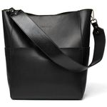 Bostanten Women's Genuine Leather Handbag Shoulder Bag Designer Hobo Bag Large, Black, M