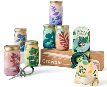 Modern Sprout Mason Jar Herb Garden Kit Indoor - 6 Hydroponics Jars (Basil, Mint, Cilantro, Parsley, Rosemary & Lavender), W/LED Grow Light, Pruning Shears, Peel, Grate & Prep Dish & Produce Keepers