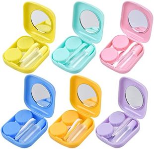 Jinlaili 6PCS Caja de Lentes de Contacto, Kit de Viaje Estuche Lentillas, Estuche para Lentes de Contacto Portátil con Pinza Aplicador Palo Botella de Solución Espejo Incorporado para Viajes y Hogar