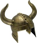 LOOYAR Adult Middle Ages Medieval Viking Age Horned Viking Helmet Berserker Soldier Warrior Costume Hat for Battle Play Halloween Cosplay Bronze, Bronze