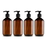 Mochiglory 500ML Large Capacity Empty Lotion Pump Bottles, Plastic Brown/Green Soap Lotion Pumps Dispensers Bottle 4-Pack