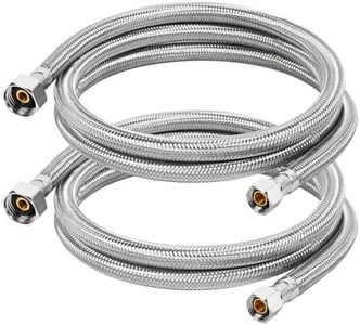 KAINGA 60" Faucet Supply Line, 3/8 inch Comp x 1/2 inch FIP Faucet Connector, Braided Stainless Steel Faucet Hose for Bathroom Sink and Kitchen, Leak-Resistant cUPC Certified Water Supply Line, 2 Pack