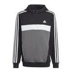 adidas Unisex Kids Tiberio 3-Stripes Colorblock Fleece Hoodie Kids, Black/White/Grey Five, 11-12 Years