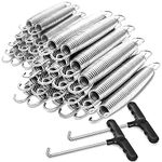 PARTYSAVING 7" Silver Trampoline Spring Galvanized Steel Replacement with Free T-Hook for Skywalker, JumpKing, Upperbounce, Skybound (40 Pack)