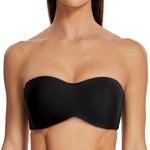 MELENECA Women's Strapless Minimizer Multiway for Large Bust Unlined Seemless Underwire Bandeau Bra Black 36C