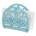 Home Basics Cast Iron Paper Napkin Holder/Freestanding Tissue Dispenser for Kitchen Countertops, Dining Table, Picnic Table, Indoor & Outdoor Use, (Turquoise) (NH51107)