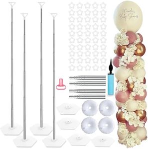 Balloon Column Stand Kit Set of 4, 9 Feet Adjustable Balloon Arch Stand for Floor,Balloon Tower Kit with Base for Baby Shower Birthday Graduation Wedding Christmas Party