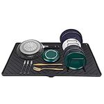 IYYI Silicone Dish Drying Mat Large Draining Mat Eco-Friendly Drainer Mat Heat Resistant Pot Mat Dishwasher Safe Trivet 23.5''X15.2'' (Large Black)