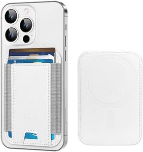 HiWe for MagSafe Wallet, Strongest Magnetic Wallet for iPhone 16/15/14/13/12 Series, 7 Cards Holder, Magnetic Phone Wallet, Leather Minimalist Slim RFID Wallet, 1 Slot, White