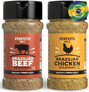 Brazilian Gourmet Seasoning Set for Meat & Poultry - 2 Units – Fresh Garlic, Gluten-Free Blend, Sugar Free, No Preservatives, Premium, Rich Flavor, PERFEITO NO.1 and NO.2