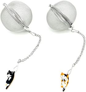 Cat Tea Infuser, 2 Pcs Cute Tea Diffuser Stainless Steel Mesh Loose Leaf Tea Infusers Tea Ball Strainers with Cat Pendants (Black&Orange Cats)