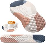 HAOCOO Ergonomic Mouse Pad with Wrist Rest and Keyboard Wrist Rest Set, 3 PCS Computer Carpal Tunnel Mouse Pads for Desk with Coaster, Memory Foam Mousepad Support for Office Women, Boho Navy Pink