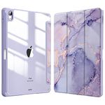 Fintie Hybrid Slim Case for iPad Air 11-inch M2 (2024), iPad Air 5th Generation (2022) / iPad Air 4th Gen (2020) 10.9 Inch - Shockproof Cover with Clear Back Shell & Pencil Holder (Lilac Marble)