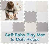 Enovoe Soft Baby Play Mat - Non-Toxic, Interlocking EVA Foam Tiles, 16 Pieces - Safe, Cushioned Floor Play Area for Kids, Infants & Toddlers - Ideal for Playrooms, Nurseries, and Home Gyms (12" x 12")