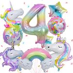 Pastel Balloons 4th Birthday decor for Girls, 4th Party decor Balloons, Number 4th Birthday Balloons with Foil Balloons for Birthday, Girl Theme Party Supplies