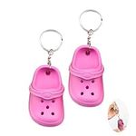 Legend Mini Croc Keyrings, Pink Clog Shoe Novelty Accessory Keychain, Funny Mini Key Ring for Keys, Backpack, Bag, Crock Accessories for Adults, Kids, Girls, Women, Pack of 2