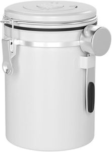 SZYZYS 1.8L coffee jar with airtight lid for ground coffee, coffee bean container, coffee storage airtight jar with spoon holder slot, white