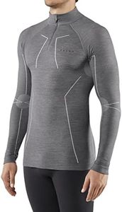 Falke Mens Wool Tech Zip Shirt Grey Heather LG One Size