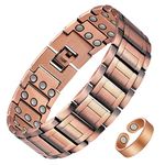 Feraco Copper Bracelets for Men,Pure Copper Magnetic Jewelry with 3 Row Neodymium Magnets,Adjustable Size,Gifts for Men