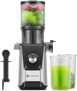 Cold Press Juicer, AMZCHEF Slow Masticating Juicer with 4.25" Large Feed Chute Fit Whole Fruits & Vegetables, Slow Juicer with High Juice Yield and Easy Cleaning, Quiet Motor, Sliver