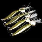 OriGlam 4pcs Metal Jigs Fishing Lures, Sinking Metal Spoons Sinker Spoon, Swimbait Jigging Lures Bait, Fishing Spinner Spoons, Hard Lures Metal Spoon for Pike, Salmon, Bass