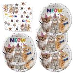 40pcs Pet Cat birthday Party Supplies,include 20 dessert plate, 20 Napkin,For boys and girls birthday party supplies，Used for Pet Cat birthday Party Decoration (cat)