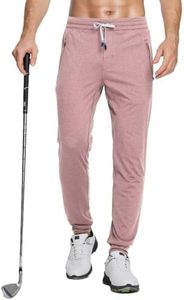 M MAELREG Mens Jogger Golf Casual Gym Jogging Workout Comfortable Athletic Pants Sweatpants with Zipper Pockets Pink Heather