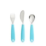 Munchkin Splash Toddler Cutlery Set (Fork, Knife & Spoon), Blue