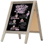 MyGift Rustic Stained Vintaged Wooden Freestanding A-Frame Double-Sided Chalkboard Sidewalk Sign