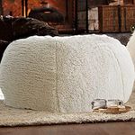 Bean Bag Chairs for Adults,Bean Bag Cover Without Filler Pouf Ottoman Beanbag Puff Chair Fur/Leather/Cashmere Fleece/Wool Home Decor Sofa Puff Futon (Color : Cashmere-Beige)