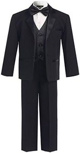 OLIVIA KOO Boy's Classic Tuxedo Suit with No Tail, Black Two Button, 10