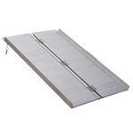 HOMCOM 4ft Textured Aluminum Folding Wheelchair Ramp, Portable Threshold Ramp, for Scooter Steps Home Stairs Doorways