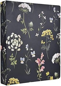 Vintage Floral Hardcover 3 Ring Binder, 1 Inch Round Rings with Interior Pockets Flower Binder Organizer for School Office