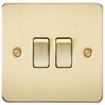 Knightsbridge FP3000BB Brushed Brass FPAV3000BB Flat Plate 10A 2G 2 Way Switch, 230 V