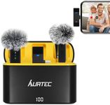 AURTEC Wireless Lavalier Microphone with Charging Case for Type C/USB C Phones, Set of 2, Plug & Play, 100 Ft Range, Noise Cancellation and Large Battery