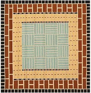 SAFAVIEH Four Seasons Collection 6' Square Brown / Blue FRS476A Hand-Hooked Area Rug