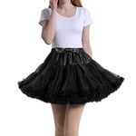 Tmade Women's Tulle Petticoat Tutu Party Multi-Layer Puffy Cosplay Skirt, Black, Length 40cm, Waist 56-100cm