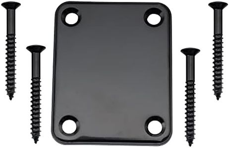 Musiclily Metal Neck Plate with Screws for Fender Strat Tele Style Electric Guitar or Bass,Black