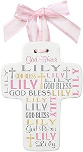 Let's Make Memories Personalized Newborn Cross - Religious Keepsake - Hanging Cross - Pink - Customize with Name - 8.25” x 10.5”