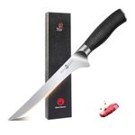 TUO Boning Knife, 7 inch Butcher Knife, Razor Sharp Fillet Knife Fishing Knife, Forged German High Carbon Stainless Steel, Ergonomic Full Tang Handle with Gift Box, Black Phoenix Series