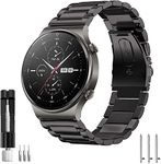 Aimtel Strap Compatible with Huawei Watch GT 2 46mm/GT 3 46mm/GT 2e/GT 2 Pro/GT 3 Pro 46mm/Huawei Watch 4/4 Pro,22mm Stainless Steel Metal Replacement Band for GT/GT2 46mm/GT3 46mm/GT2e/GT2 Pro(Black)