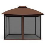 COZYVIDA Gazebo Mosquito Netting Screen 4-Panels Universal Replacement for Patio, Outdoor Canopy, Garden and Backyard (10'x10', Black)