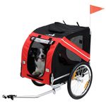 PawHut Pet Trailer Bike Bicycle Dog Cat Carrier w/Drawbar Hitch, Black and Red (5663-0062)
