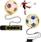 2 Pcs Soccer Kick Trainer Waist Belt Soccer Kick Throw Trainer Handle Solo Soccer Trainer Juggling Net Elastic Soccer Training Equipment for Kids Adults Training Aid, Ball Size 3, 4, 5 (Yellow)